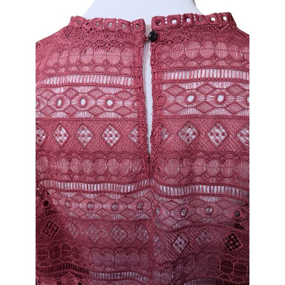 NEW LOFT Crocheted‎ Sheer Top Blouse Shirt See Through Dainty Fairy Cottage Med - Picture 4 of 12